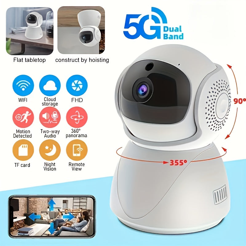 1080P Indoor Pet Monitoring Camera with Motion Detection Night Vision WiFi 360° Panorama