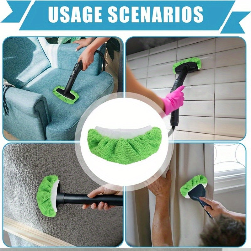 6pcs Reusable Ultra-Fine Fiber Steam Pads for Handheld Steam Cleaners Green Gray