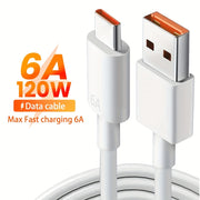 USB-C Charging Cable 6A 120W Fast Data Transfer PVC Matte Round