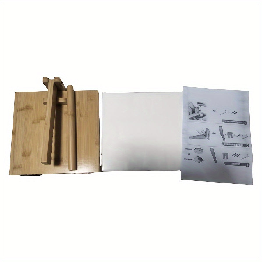 Manual Bamboo Tortilla Press and Rolling Pin for Tacos and Pancakes