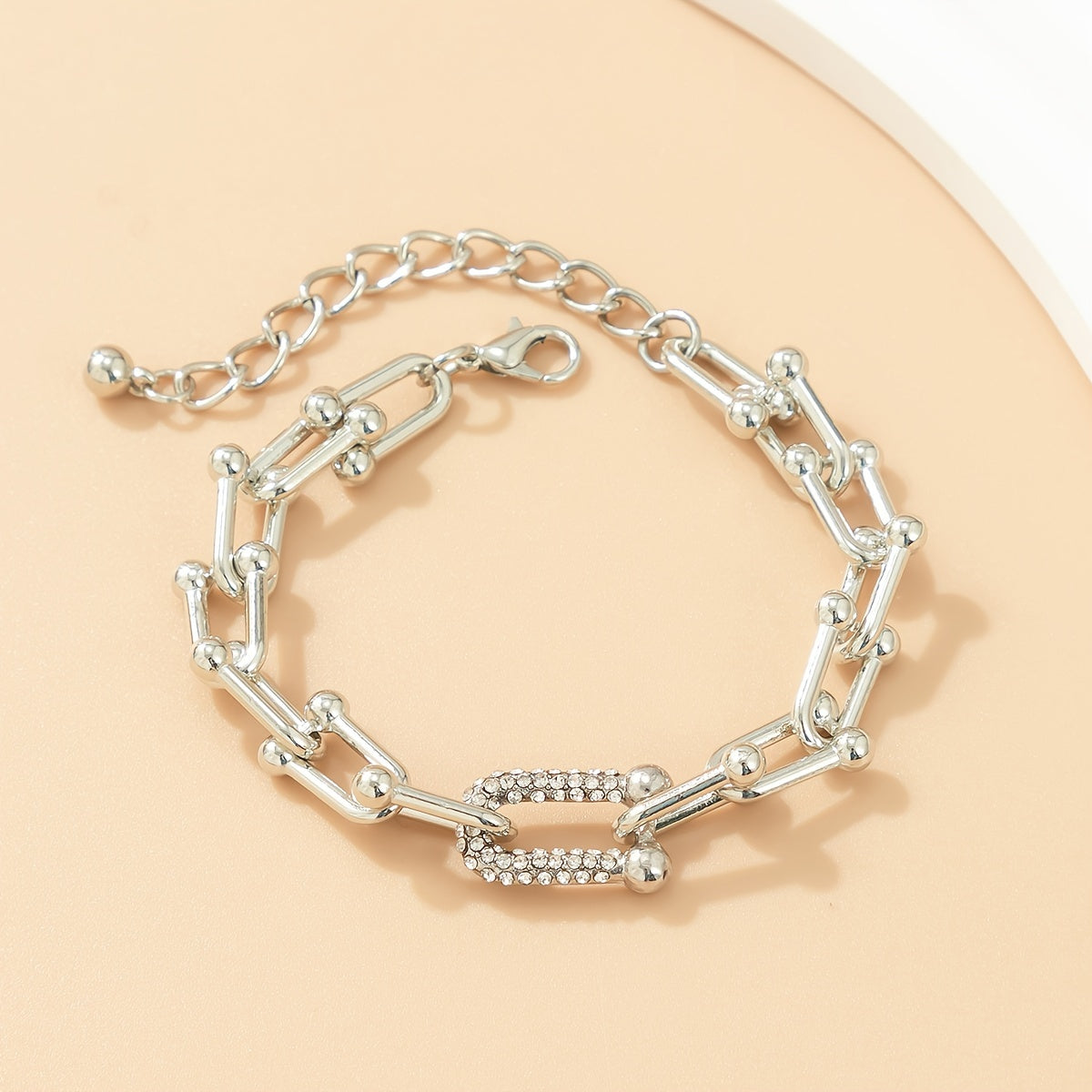 Punk Style Zinc Alloy Hand Chain Bracelet with Rhinestones