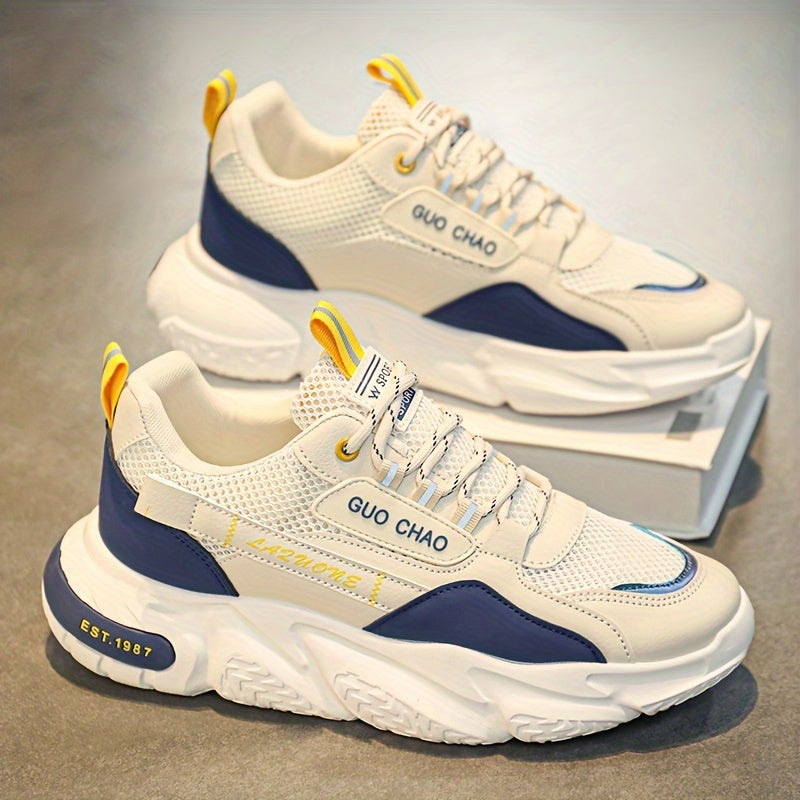 Men's Casual Chunky Sneakers with Soft Foam Sole Non-Slip Lace-Up Outdoor Shoes
