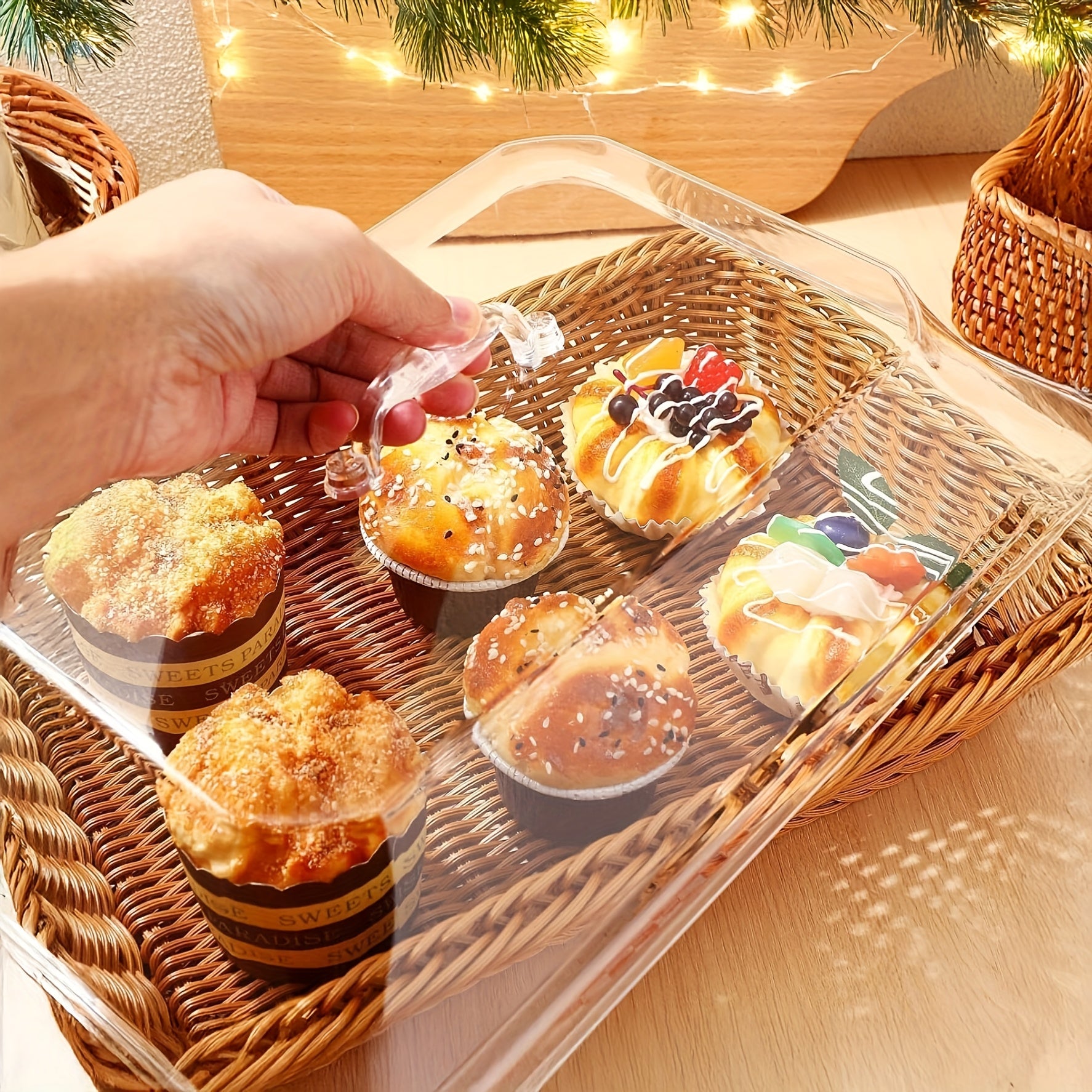 Akril non bochka qopqog' bilan, shirinliklar, mevalar va sabzavotlar uchun oshxona, restoran saqlash