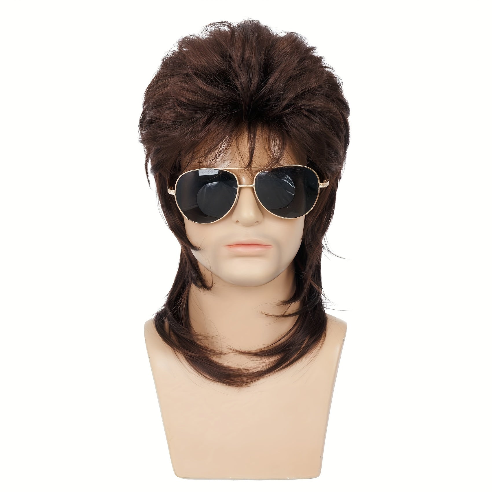 Костюмная парик для Хэллоуина в стиле 70-х 80-х годов для мужчин - синтетический парик-муллет для праздничного наряда - 50,8 см