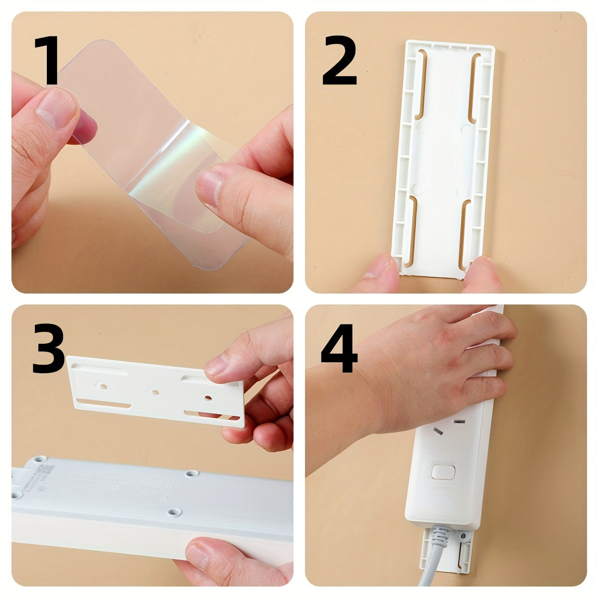 8pcs Wall-Mounted No-Drill Socket Holder Self-Adhesive Cable Organizer for Kitchen and Home Office