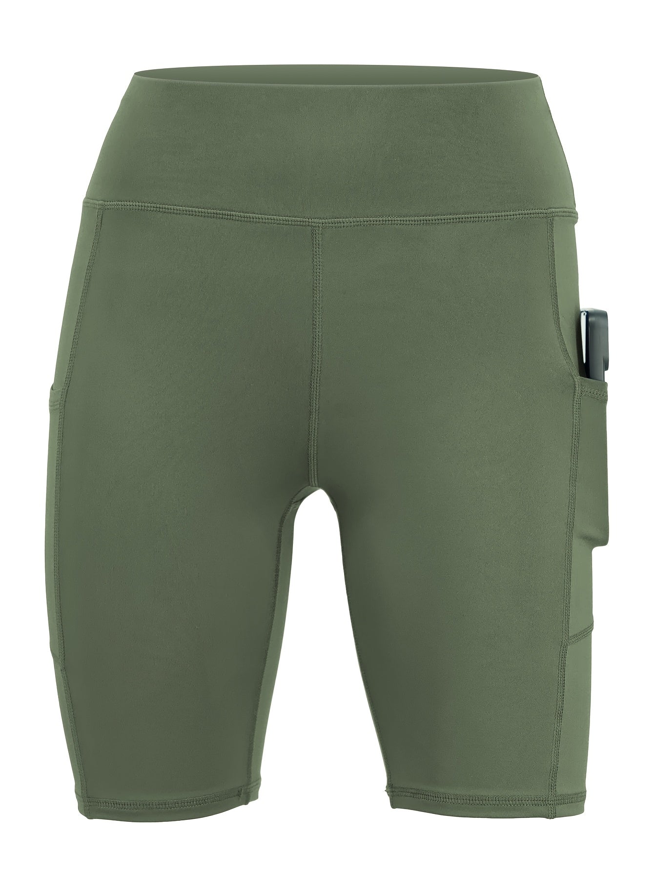 Women's High-Waisted Stretchy Fitness Shorts with Pockets Plus Size Workout Yoga Running