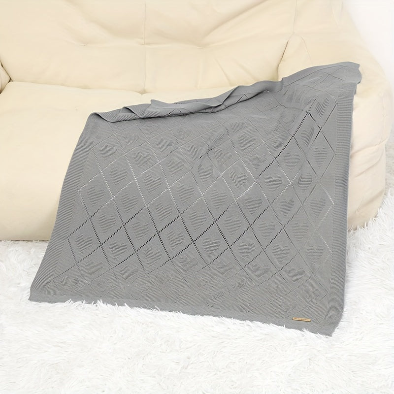 Knitted Hollow Blanket for Air Conditioner and Sofa Covering, Cozy Hugging Wrap