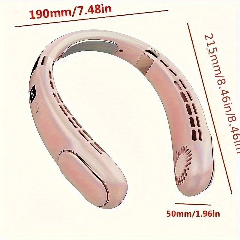 Portable High-Wind Neck Fan with Rechargeable Battery, 5-Speed, Bladeless, Quiet
