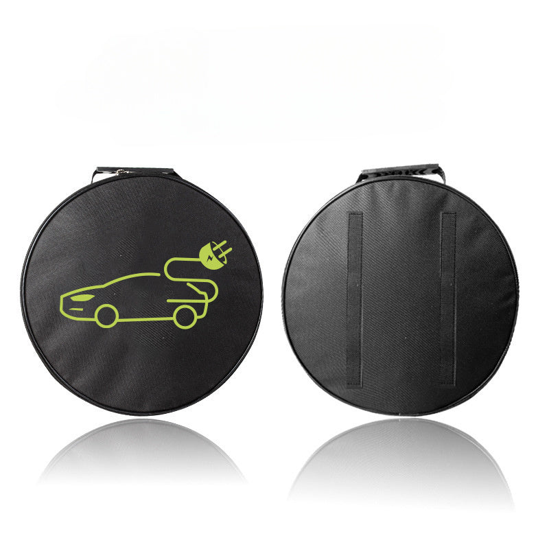 Waterproof Polyester EV Charger Storage Bag Portable Organizer with Green Car Outline