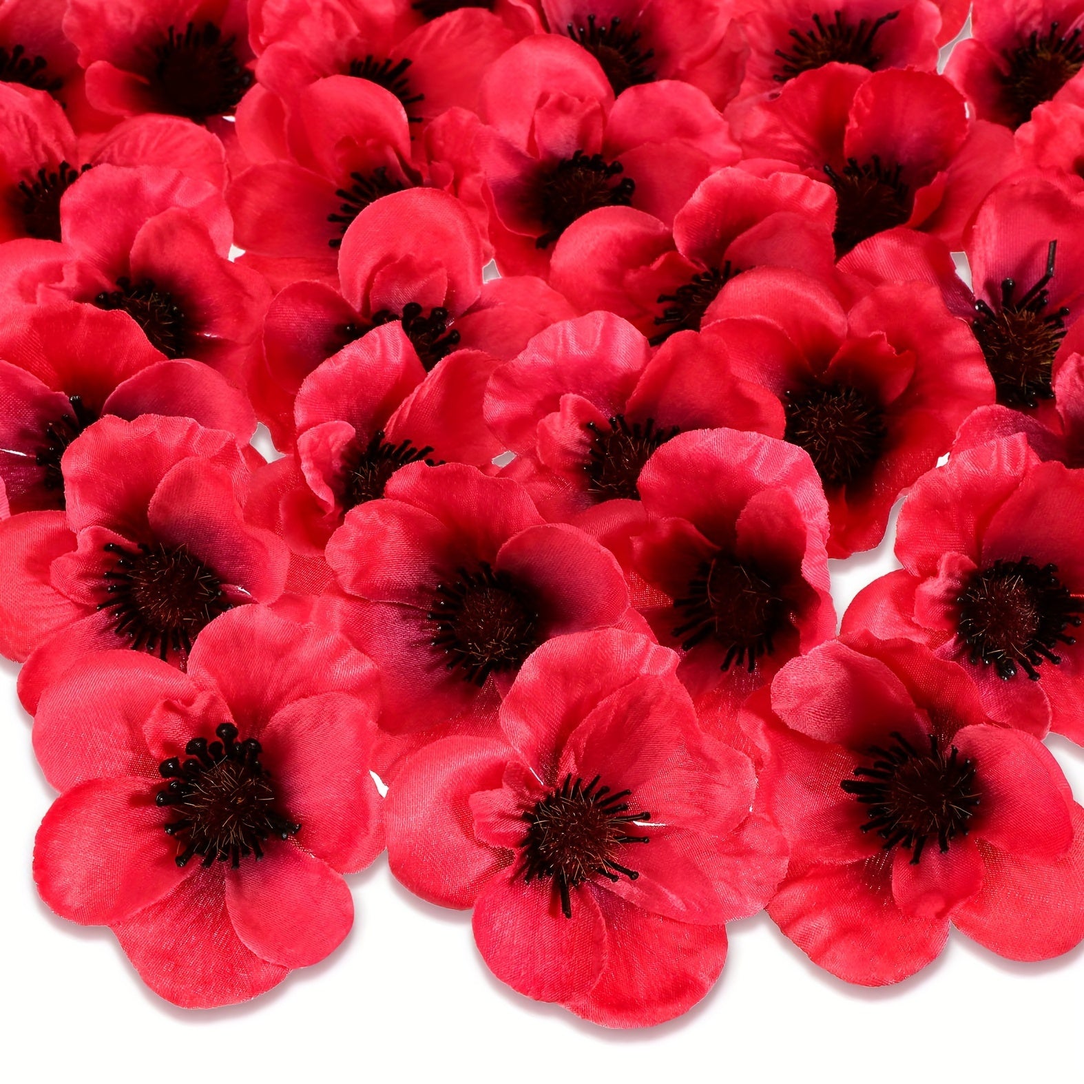 Set of 30 Artificial Poppy Flowers for Weddings, Home Decor, and Crafts
