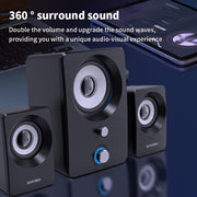 2.1 Stereo Computer Speakers Wireless Wired USB Power Black for Music Movies Gaming
