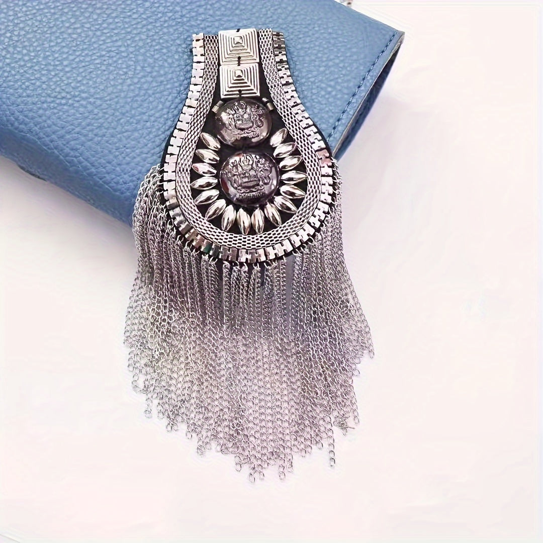 Unisex European and American Suit Brooches with Rivets Tassels and Epaulettes