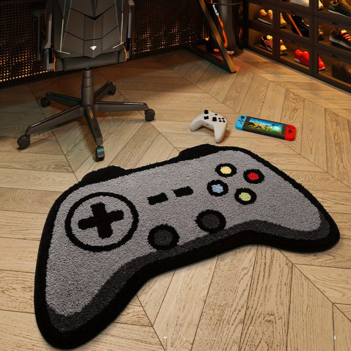Faux Fleece Game Controller Rug 60x90cm Soft 3D Gaming Decor Floor Mat