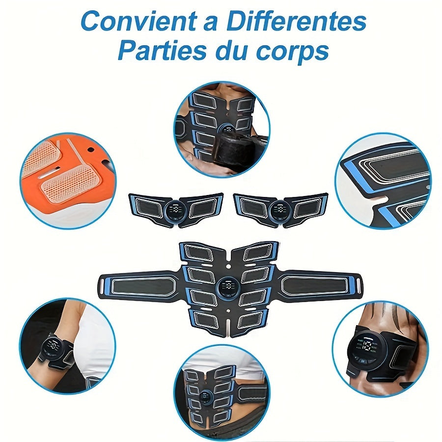 USB Rechargeable EMS Massage Belt for Abdominal Muscle Training with 6 Modes and 18 Intensities