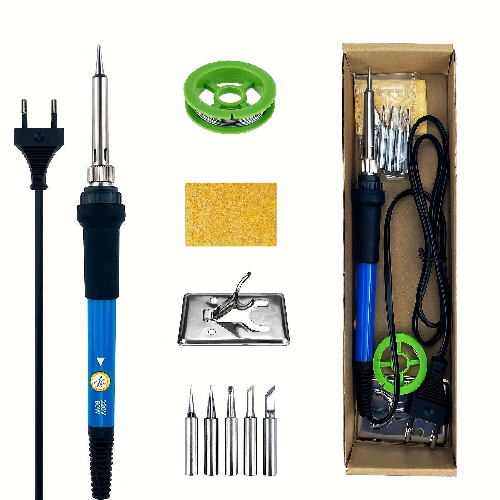 9-Piece Adjustable Temperature Electric Soldering Iron Set for Household Repairs and DIY