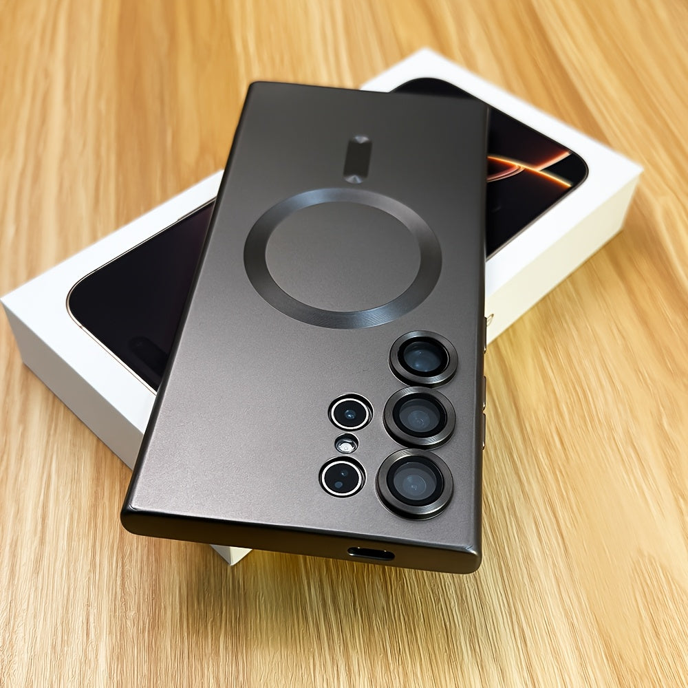 Magnetic Wireless Charging Case with Glass Protector for Samsung Galaxy S22 S23 S24 Ultra Plus