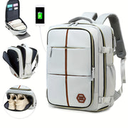 Unisex Travel Backpack with Shoe Compartment and Laptop Sleeve Polyester Grey