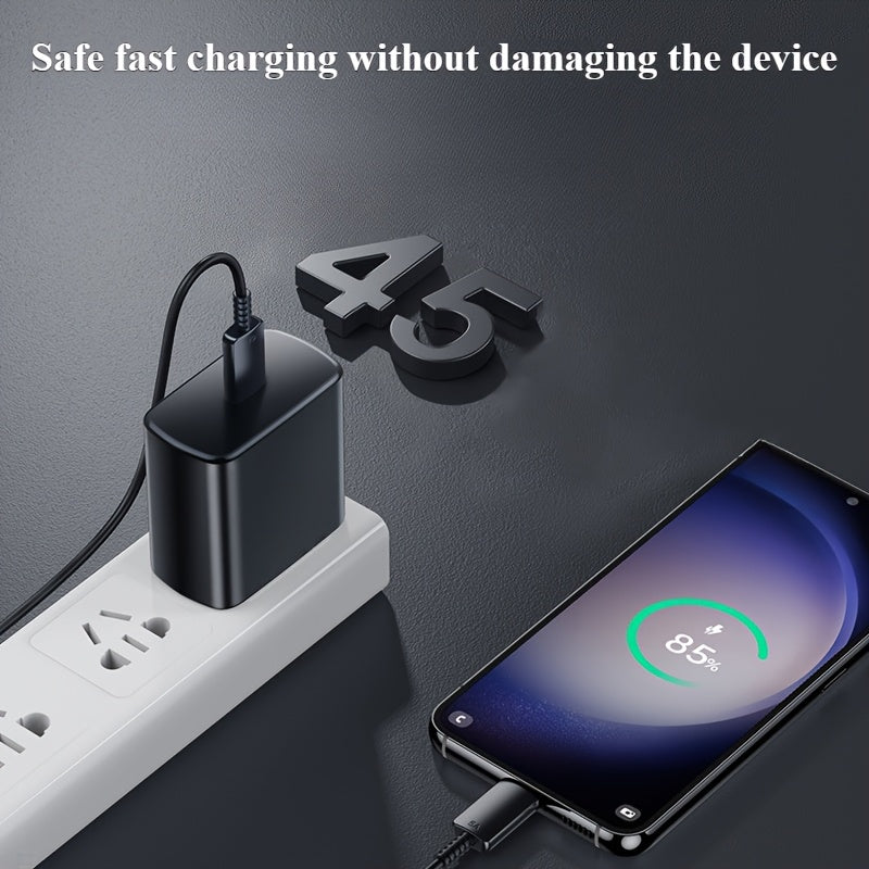 45W USB-C tez zaryadlovchi Samsung va iPhone uchun PPS PD tez zaryadlash uchun kompakt qora
