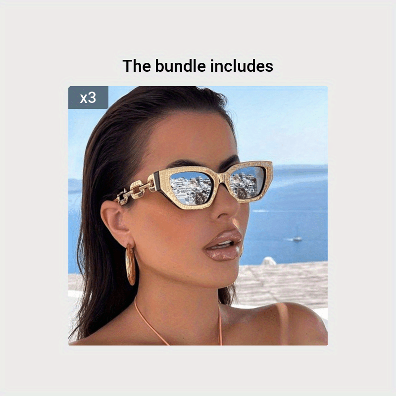 Gafas de moda Cat Eye para hombres y mujeres, lentes de espejo, cadena con charm, accesorios de playa para verano