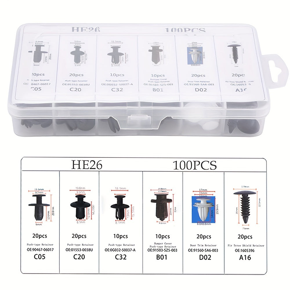 100 Pcs Car Plastic Rivets Fasteners Bumper Retainer Clips Door Trim