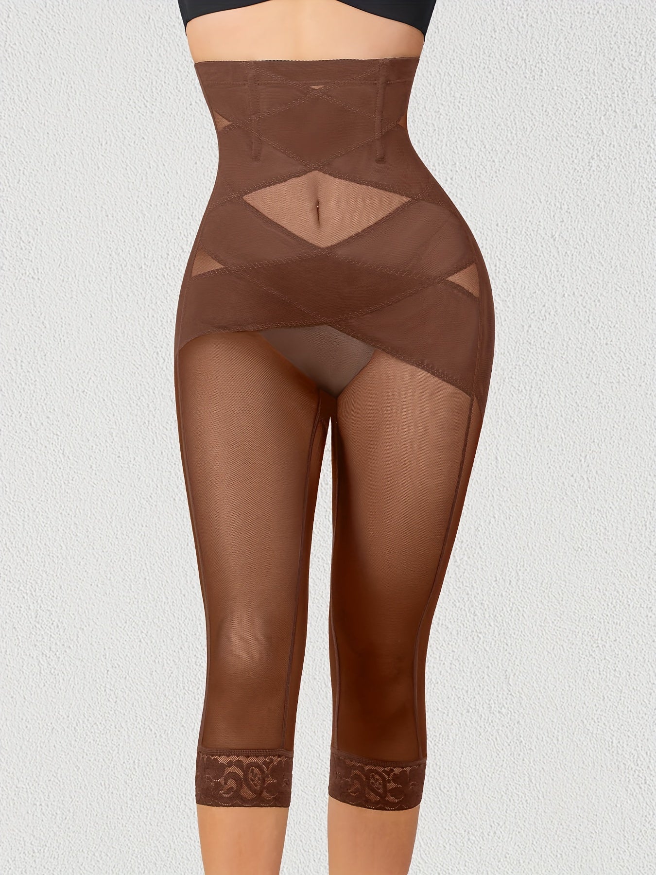 Women's High Waist Shaping Shorts Tummy Control Butt Lift Solid Color Knit Fabric