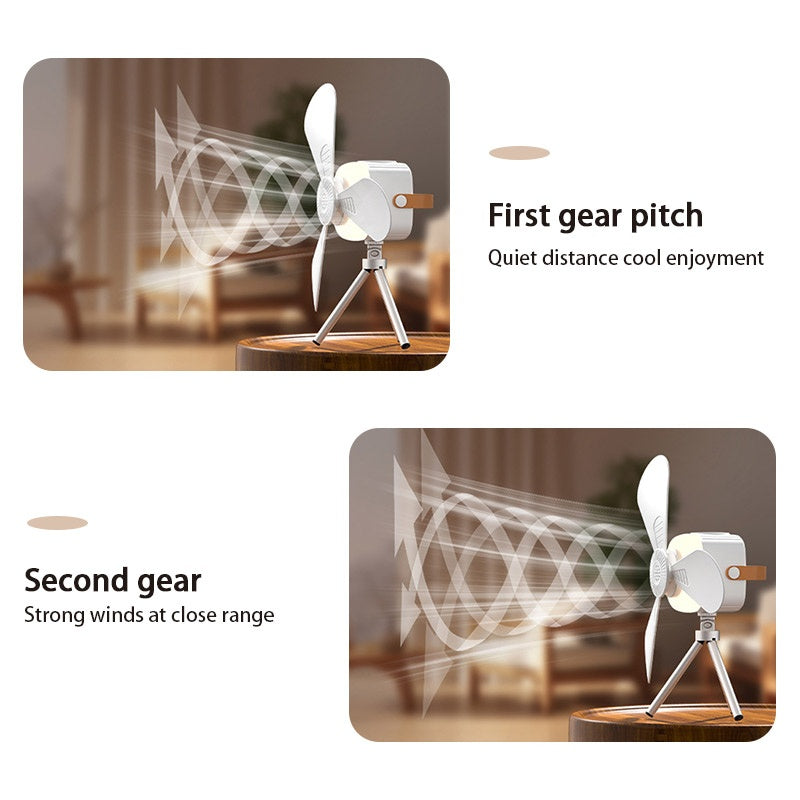 Portable Ceiling and Desk Fan with Wide-Angle Air Supply, USB, Foldable, Outdoor Tripod