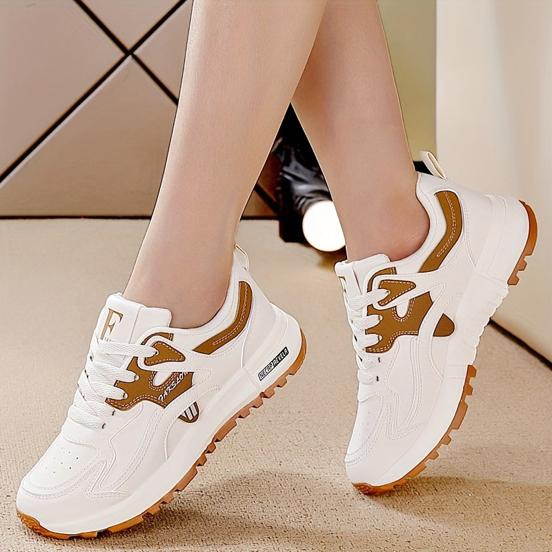 Women’s Contrast Color Casual Low Top Sneakers for Running and Walking