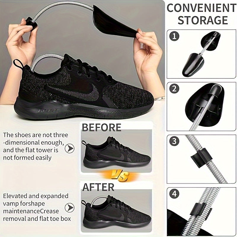 4Pcs Black Adjustable Shoe Tree Inserts for Men and Women Ergonomic Plastic