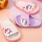 Kids' Cartoon Unicorn PVC Slippers Lightweight Breathable Slip-On Casual Shoes for Boys and Children Under 14