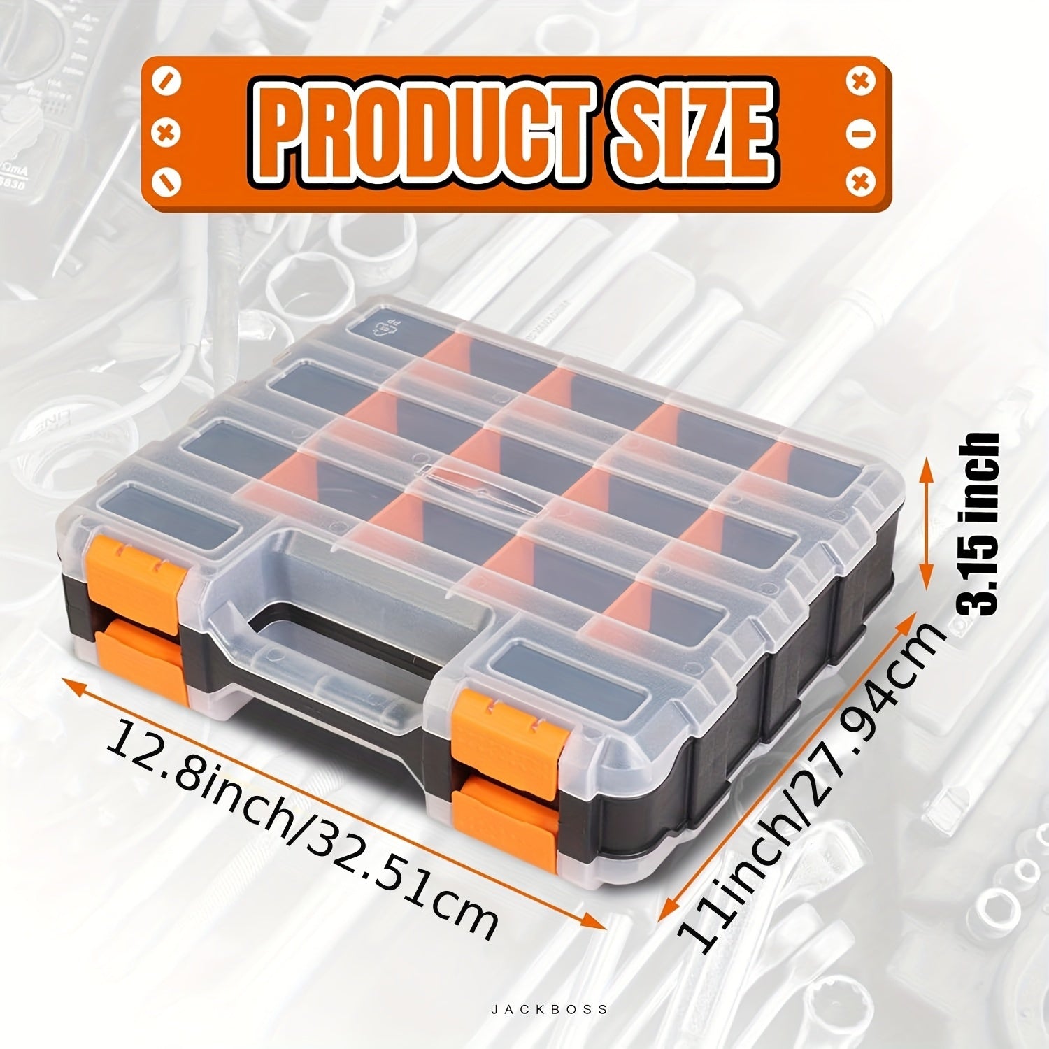 Small Parts Organizer with 34 Compartments Removable Dividers Waterproof Hardware Storage