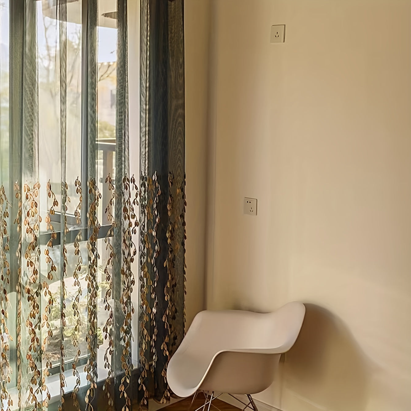 Bohemian Lace Gold Leaf Curtain for Living Room Bedroom Office Window Treatment