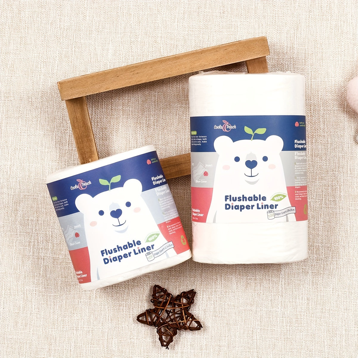 Fundas de fibra de bambú para pañales, 100 hojas, estampado animal, biodegradables, aptas para tirar, para pañales infantiles