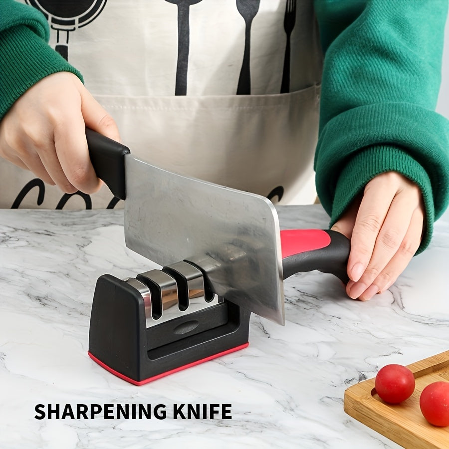 3-in-1 Manual Knife Sharpener for Kitchen, Medium Grit Metal Honing System
