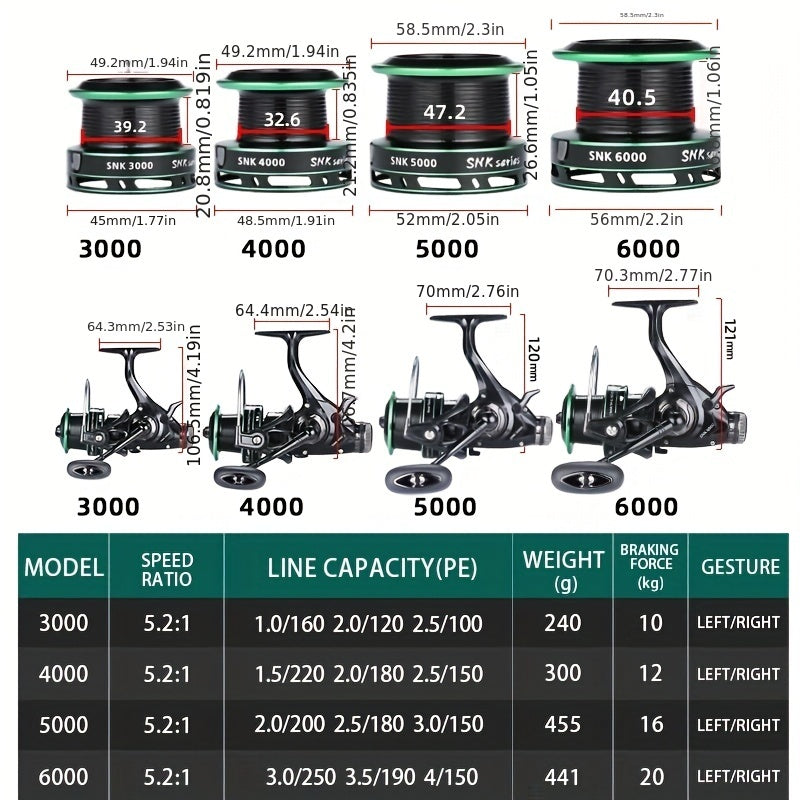 High-Performance Ambidextrous Carp Fishing Reel with Aluminum and Nylon Construction