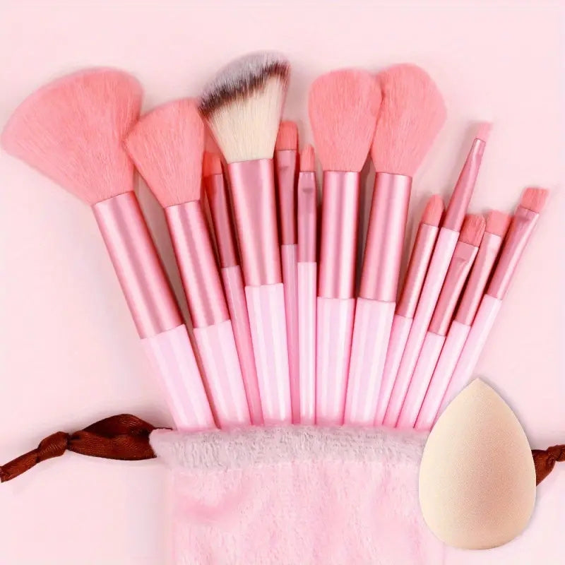 13Pc Soft Fluffy Makeup Brush Set Including Sponges for Face Eyeshadow Blending