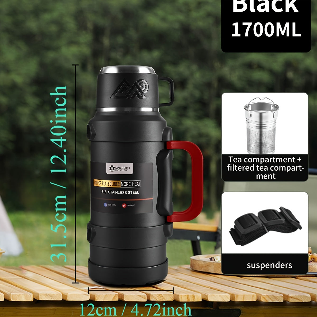 Large Capacity Insulated Stainless Steel Kettle Cooler Coffee Pot for Camping and Travel
