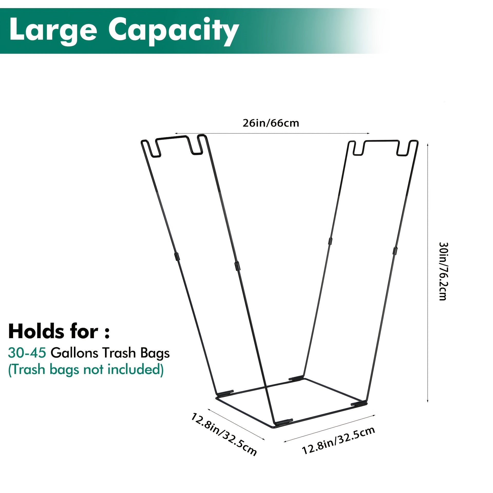 Mustahkam Metall Bog‘ Trash Bag Rack, 113.56-170.34 L tutadi - Barg to‘plash va Ochiq havoda faoliyatlar uchun ideal. Kamping, Piknik, O‘rim va boshqa ishlar uchun qulay kirish. Axlat sumkalarini qo‘llab-quvvatlaydi, ko‘p funksiyali dizayn.