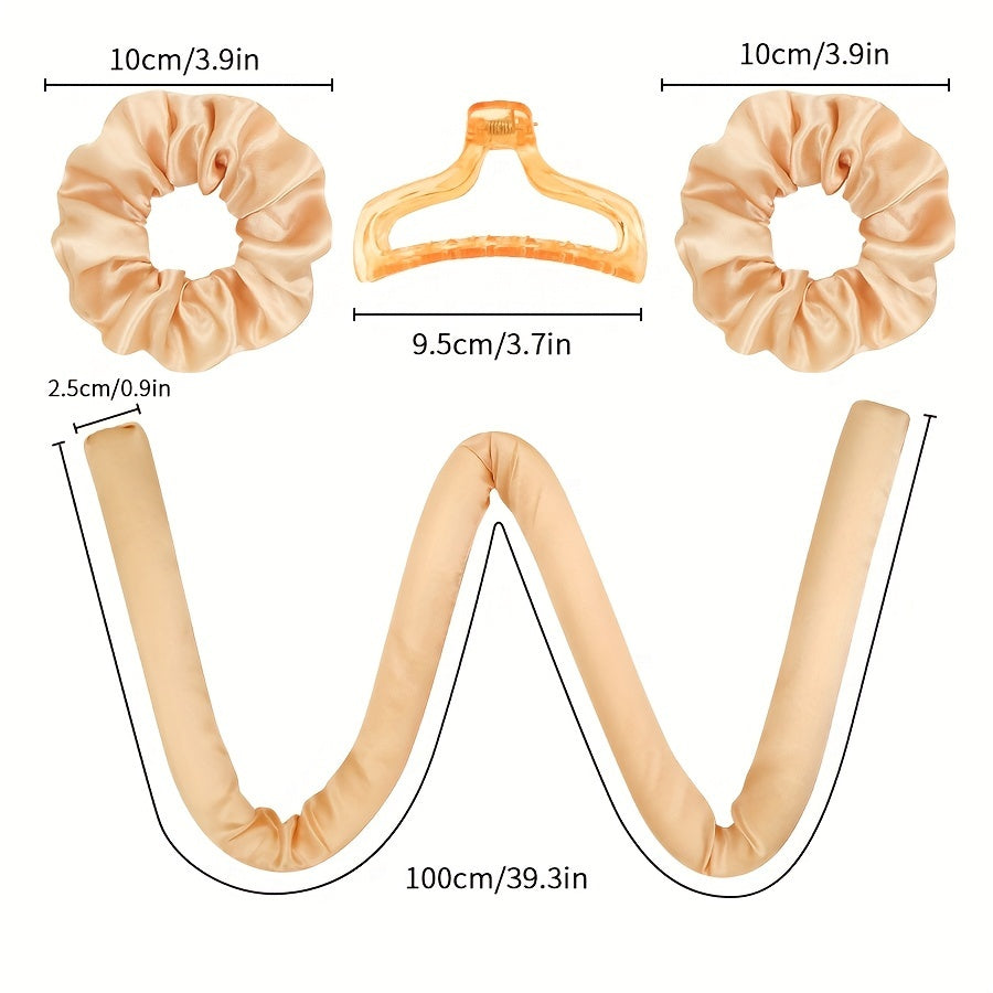 Juego de rulos sin calor para mujer con clips antideslizantes y lazos para el cabello