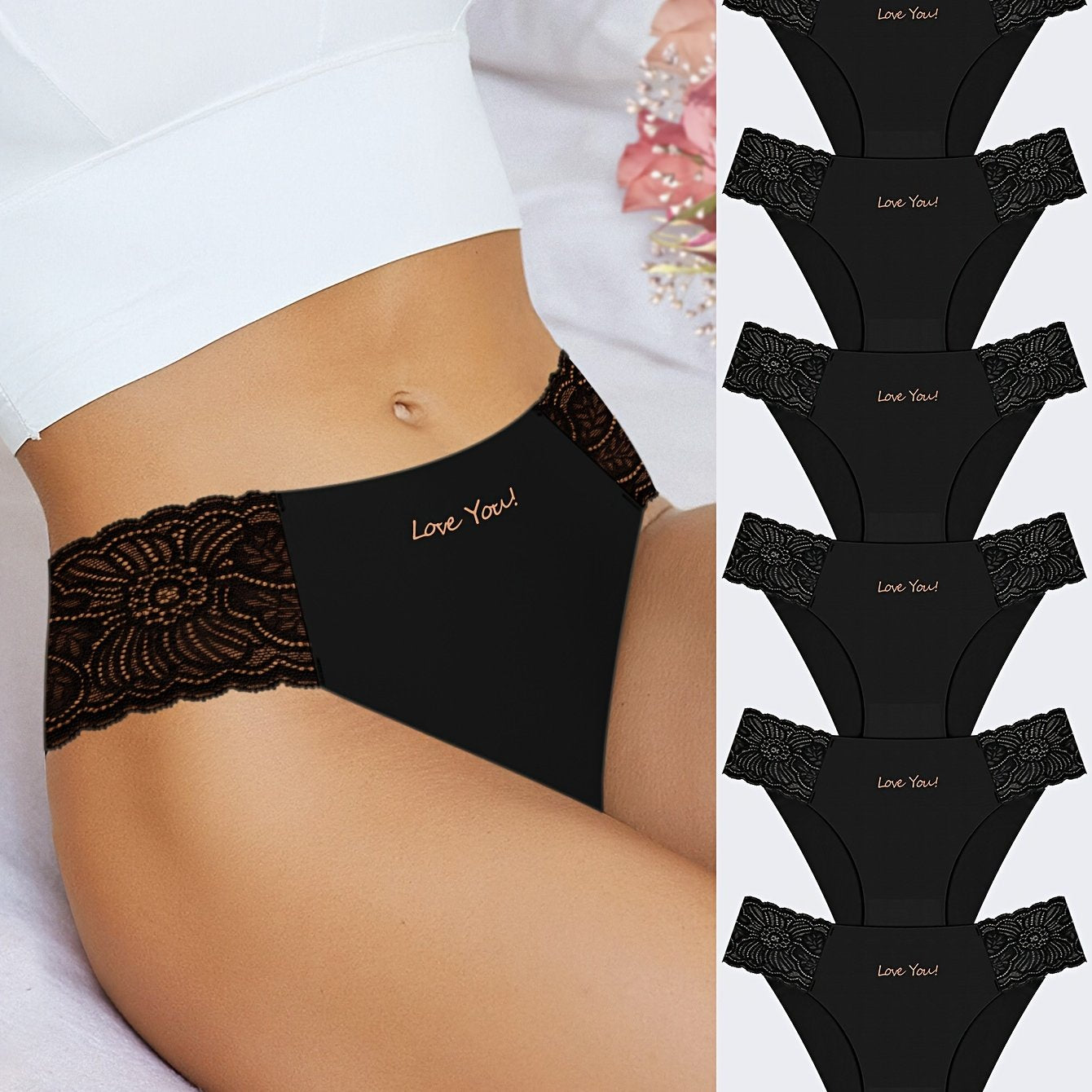 Women’s Lace Low Waist Briefs 6 Pack Solid Light Breathable Underwear