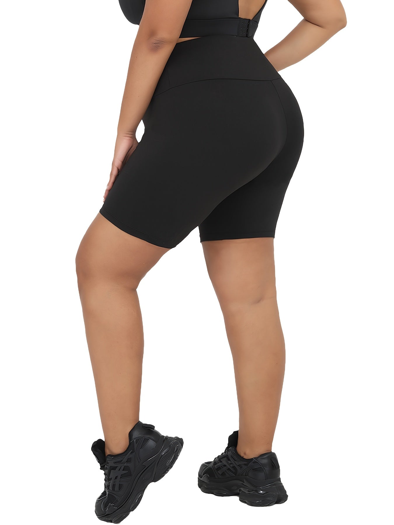Plus Size Women's High Waisted Biker Shorts Workout Yoga Running Athletic
