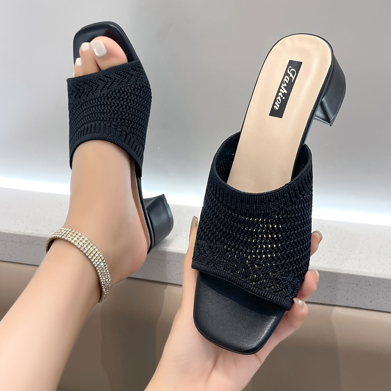 Women's Multicolor Knit Wedge Sandals Open Toe Slip-On Summer Shoes