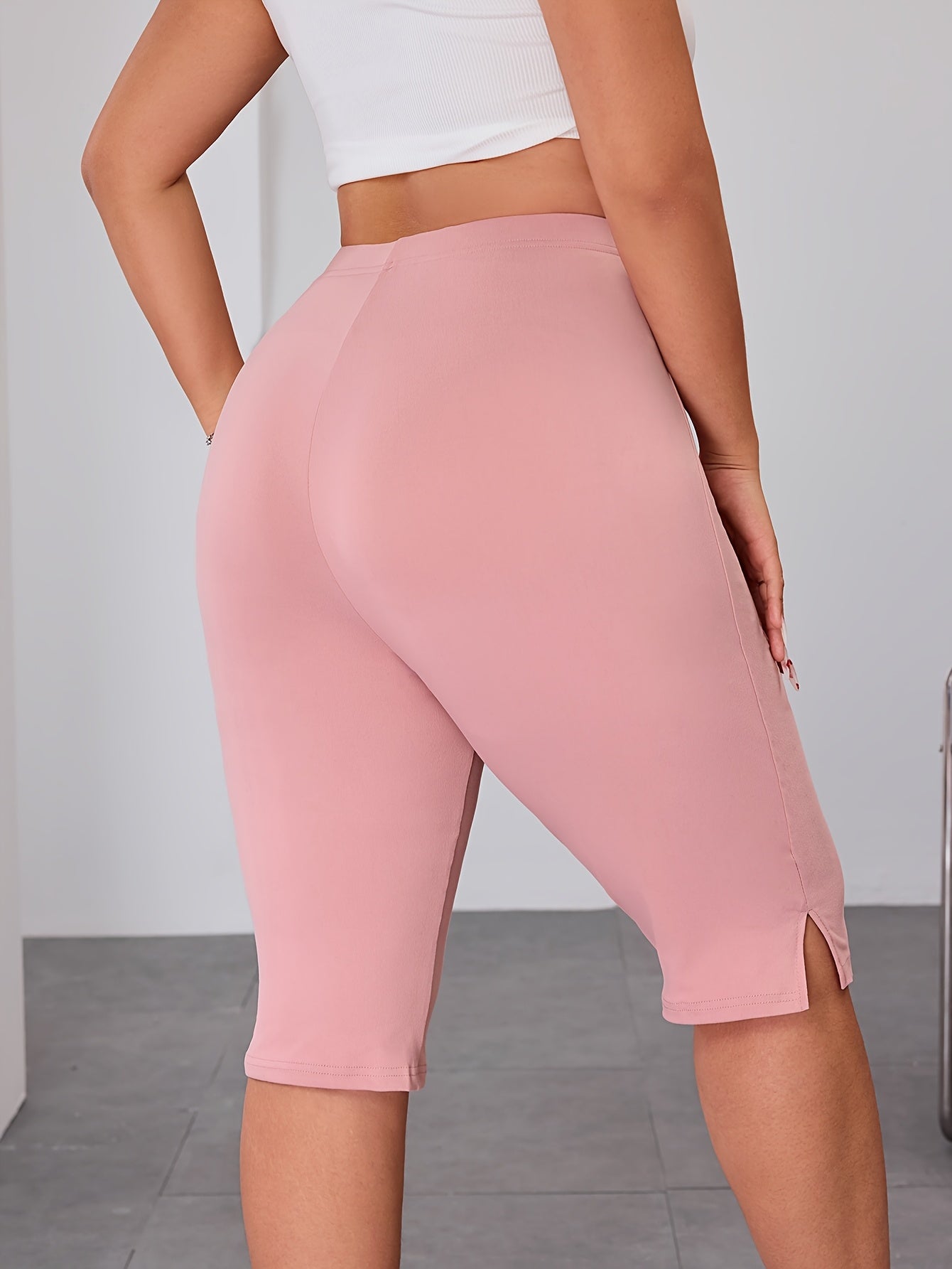 Women's Plus Size Stretch Polyester Split Hem Shorts Pack of 3