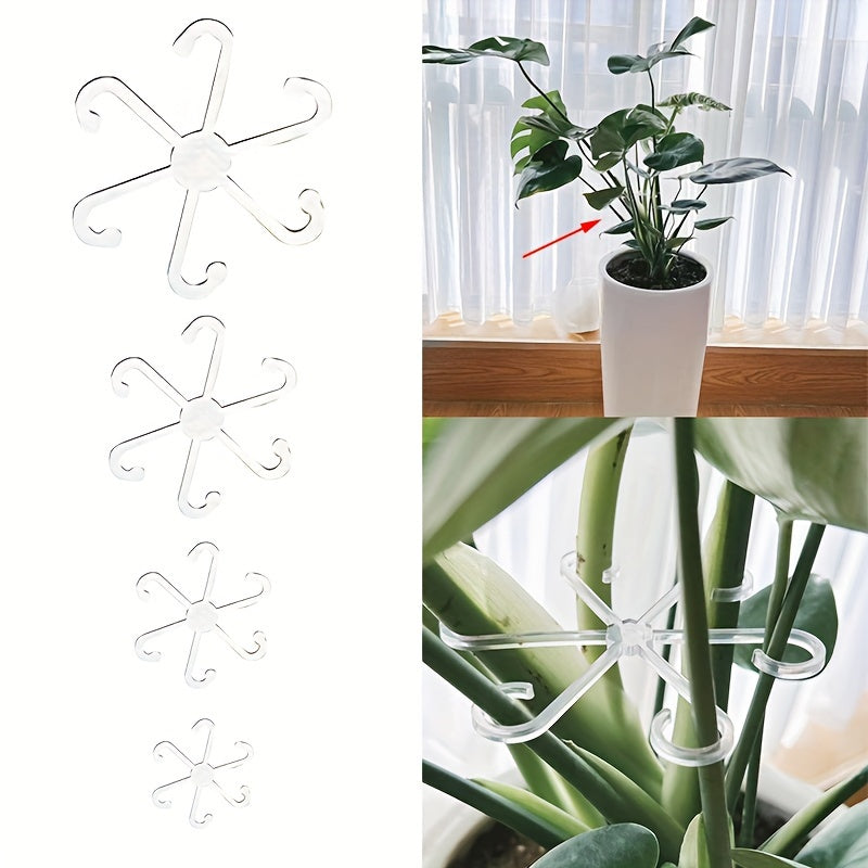 4 Pcs Transparent Green Plant Support Clips Garden Trellis for Stems