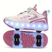 Girls' Fashion Roller Skates with Detachable Wheels LED Lights Breathable Fabric Adjustable Brightness