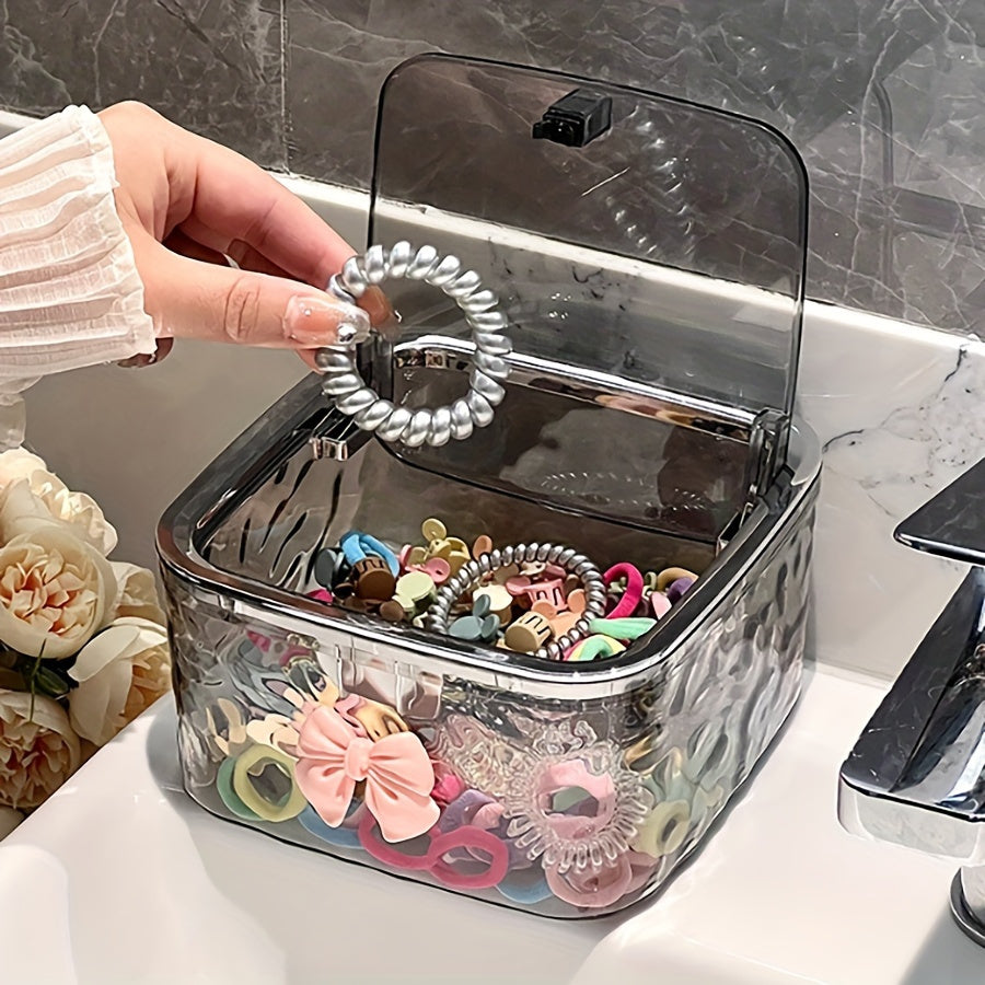 Acrylic Hair Accessory Organizer with Lid for Bows, Hairbands, Pins and Swabs Storage