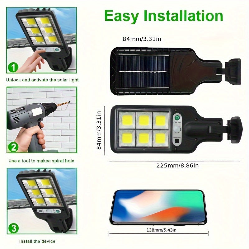 Solar LED Wall Light with Motion Sensor Remote Control 3 Light Modes IP44 Outdoor Security Garden Patio Path