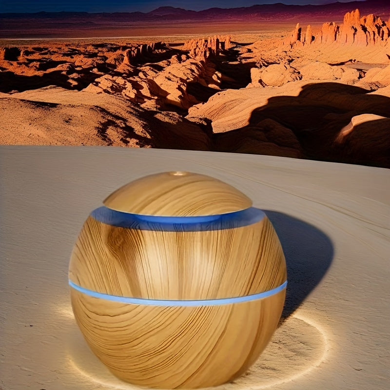 Wood Grain LED Humidifier with Essential Oil Diffuser Night Light USB Cold Mist for Office Home Bedroom