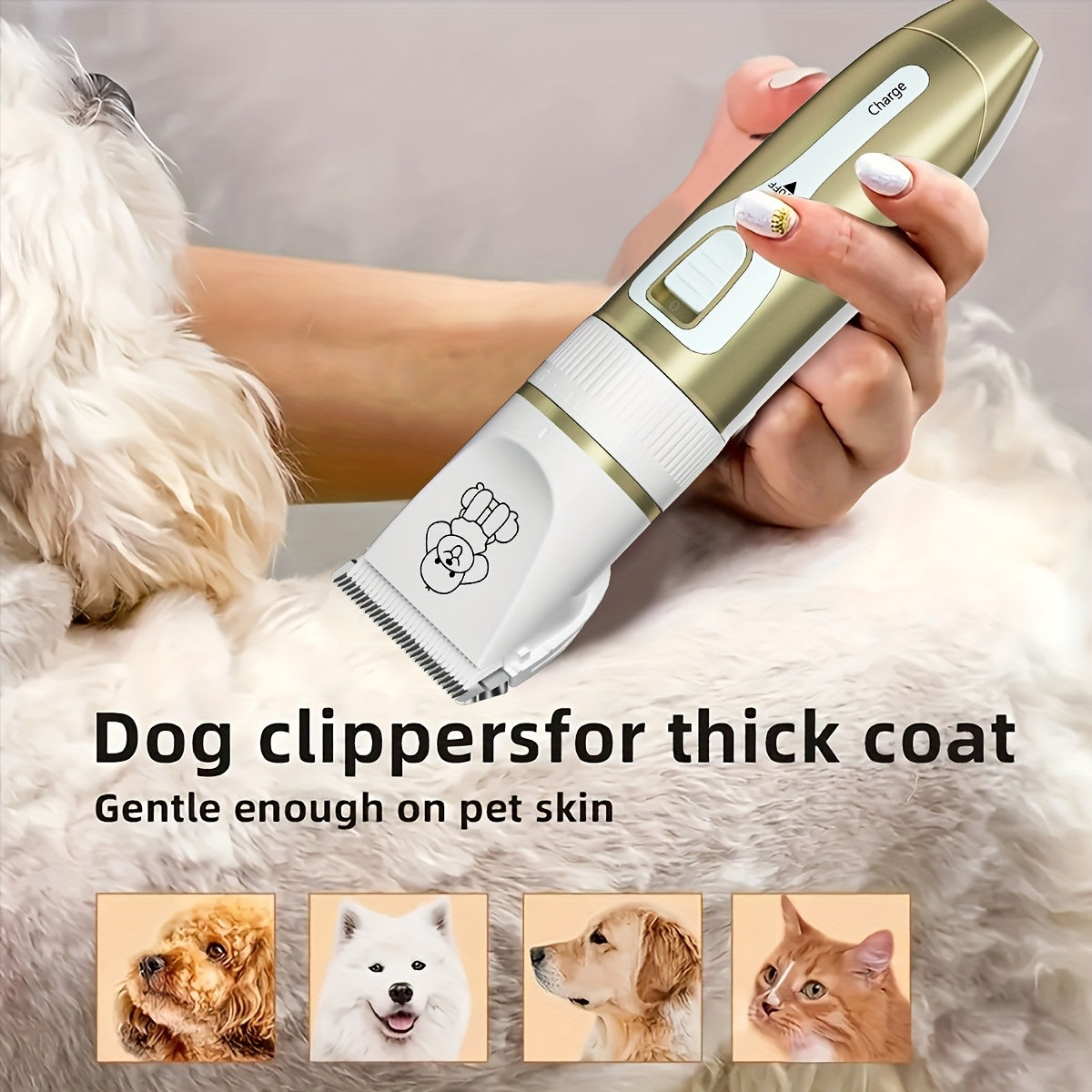 Pet Grooming Kit with USB Rechargeable Electric Clippers and Brush Set for Dogs and Cats, Ceramic Blades, 6mm and 12mm Combs