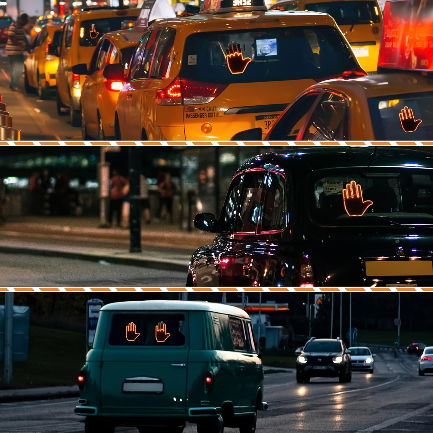 Luz de dedo LED para coche con control remoto, señal ámbar, 4 modos para seguridad vial y regalos