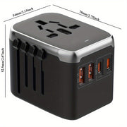 20W PD Fast Charging Travel Adapter with Dual USB-C and USB-A Ports Universal Power Outlet for EU UK US AU